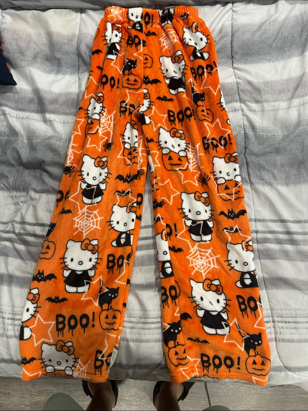 Sanrio Hello Kitty Halloween Orange and Black Fleece Pants